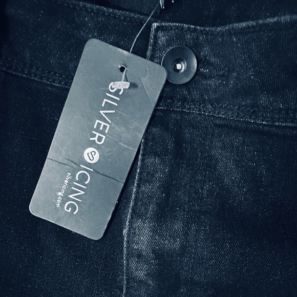 VERO MODA Jean Long Shorts Dark Blue 5 Pkts Zip Strtch NWT Sz L - Picture 4 of 11